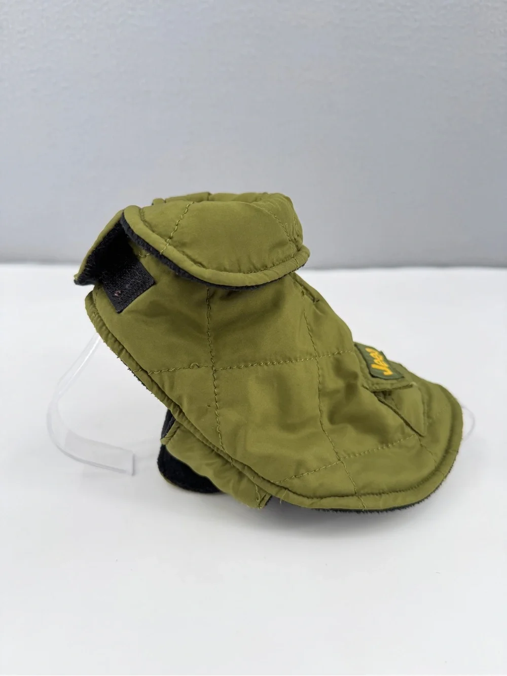JEEP Chrysler Dog Coat Jacket Size XXS Army Green Warm Winter Puffer Hook & Loop